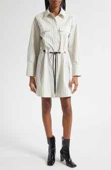 Striped Tie Waist Shirt Dress