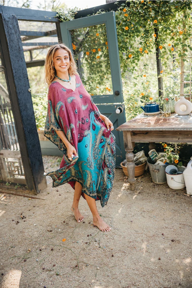 Long Caftan Daphne, Alternate, color, Purple & Blue