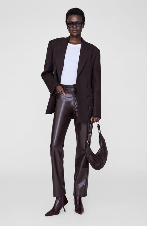 Anine Bing Bruno Recycled Leather Pant In White