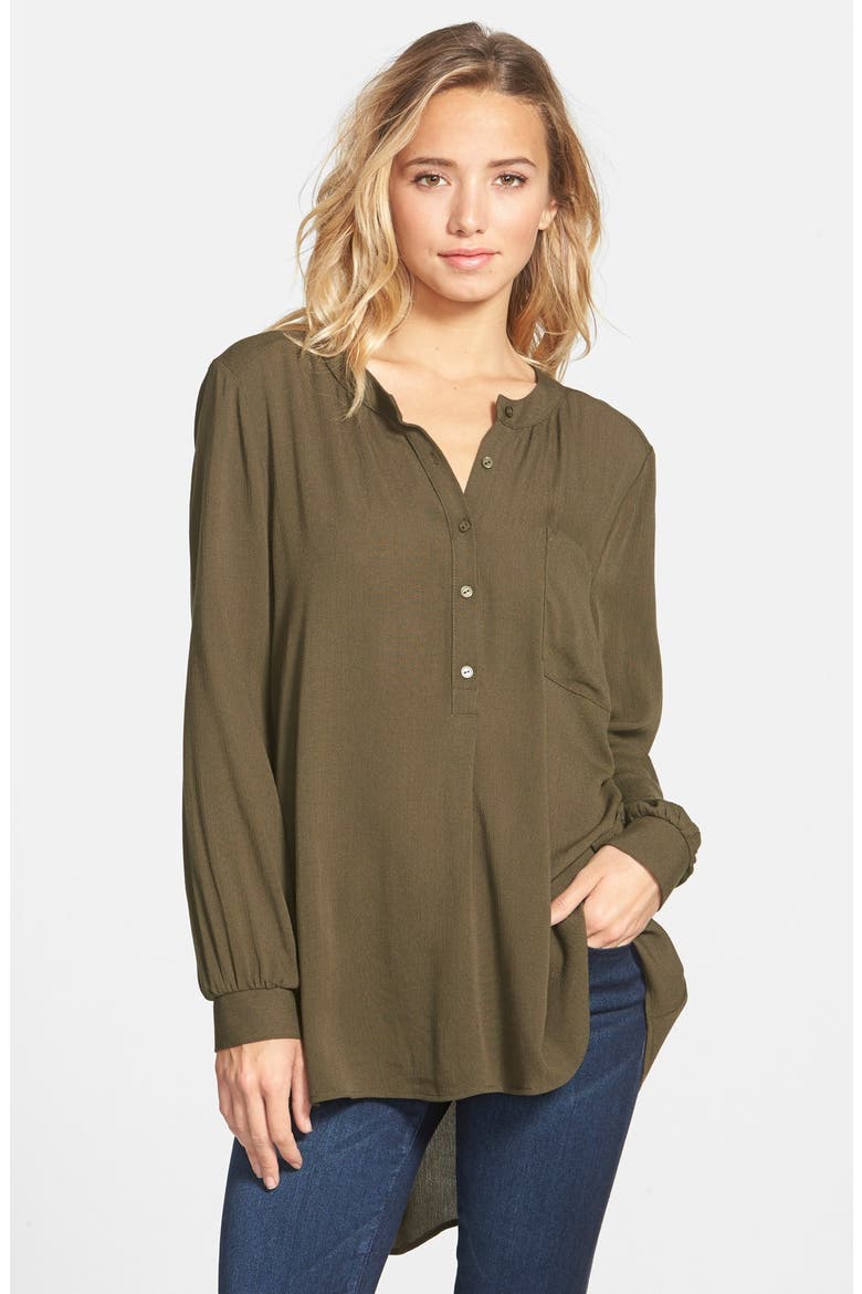 Clothing High/Low Tunic Blouse, Main, color, OLIVE NIGHT