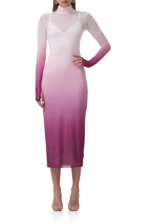 Shailene Long Sleeve Mesh Midi Dress