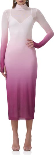 AFRM Shailene Long Sleeve Mesh Midi Dress | Nordstrom