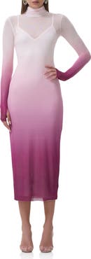 AFRM Shailene Long Sleeve Mesh Midi Dress