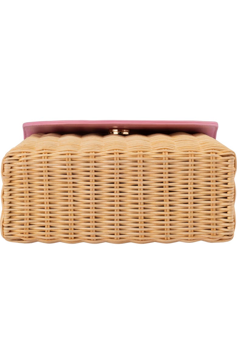 Olga Berg Elle Wicker Top Handle Bag, Alternate, color, Pink