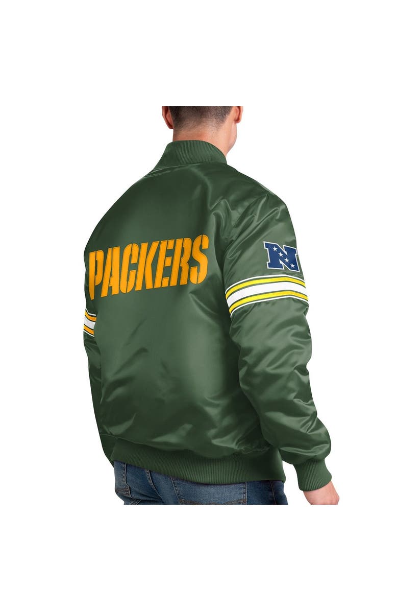 STARTER Men's Starter Green Green Bay Packers The Pick and Roll Full-Snap Jacket, Alternate, color, 