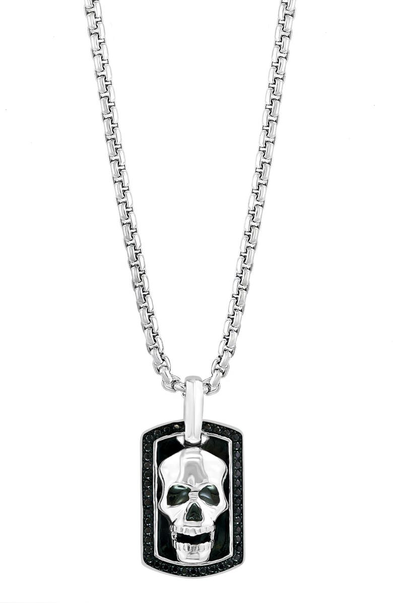 EFFY Men's Sterling Silver Spinel Skull Pendant Necklace, Main, color, 