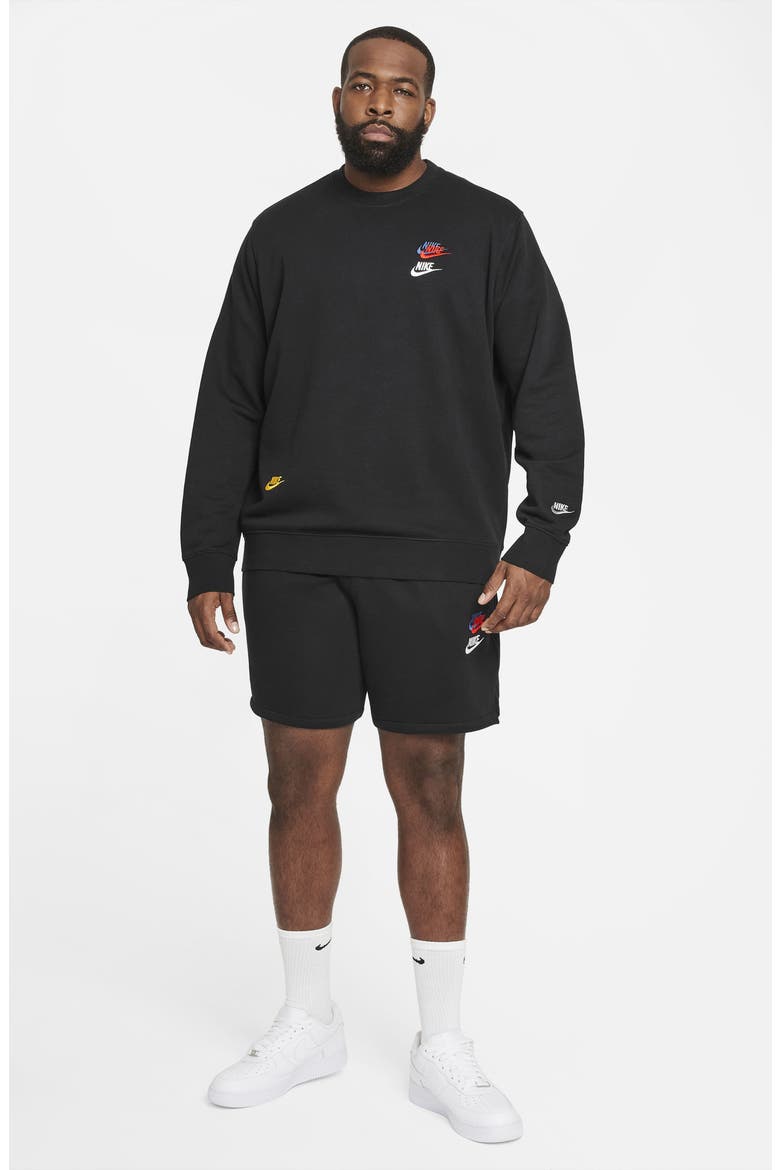 Sportswear Essentials+ Embroidered Swooshes Crewneck Sweatshirt, Alternate, color, BLACK