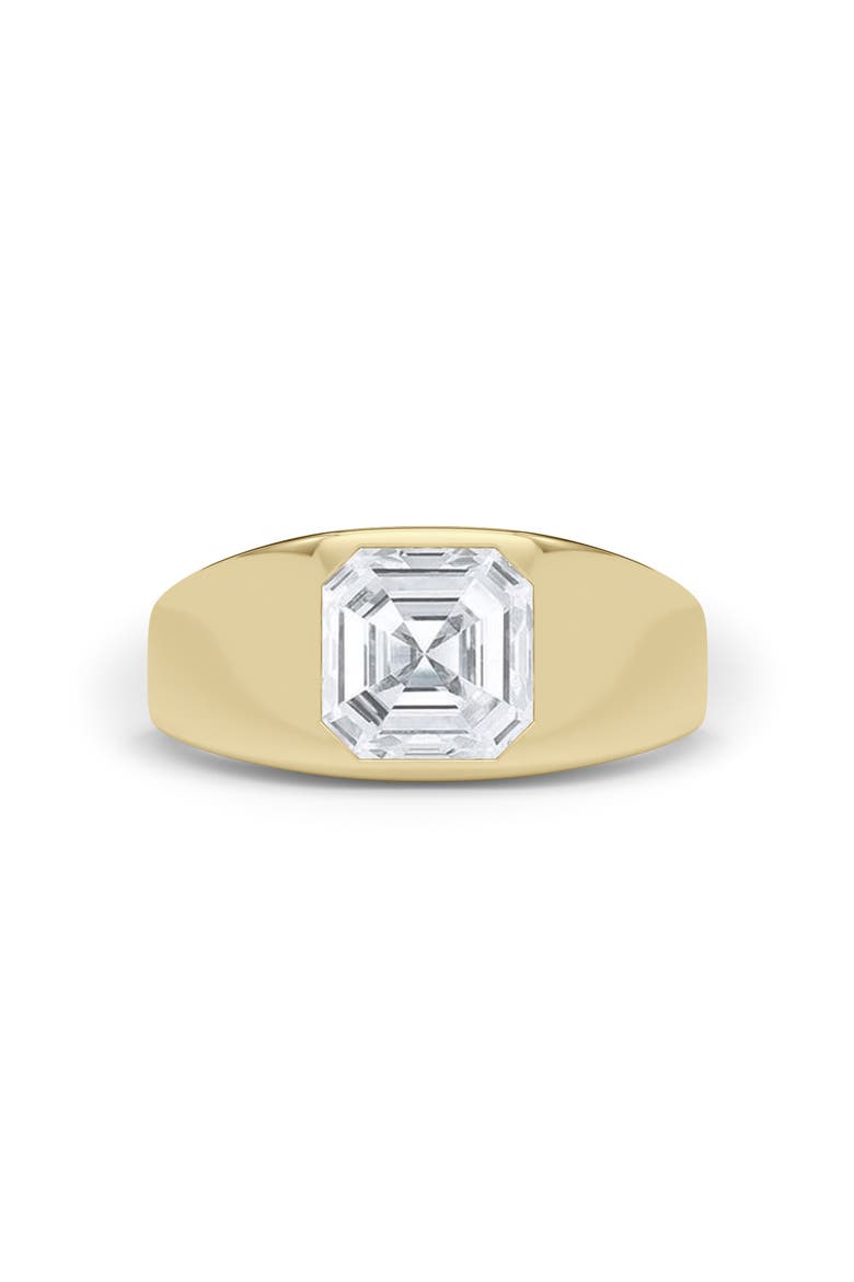 Men's Asscher Cut Lab Created Diamond Signet Ring, Alternate, color, 18K YELLOW GOLD