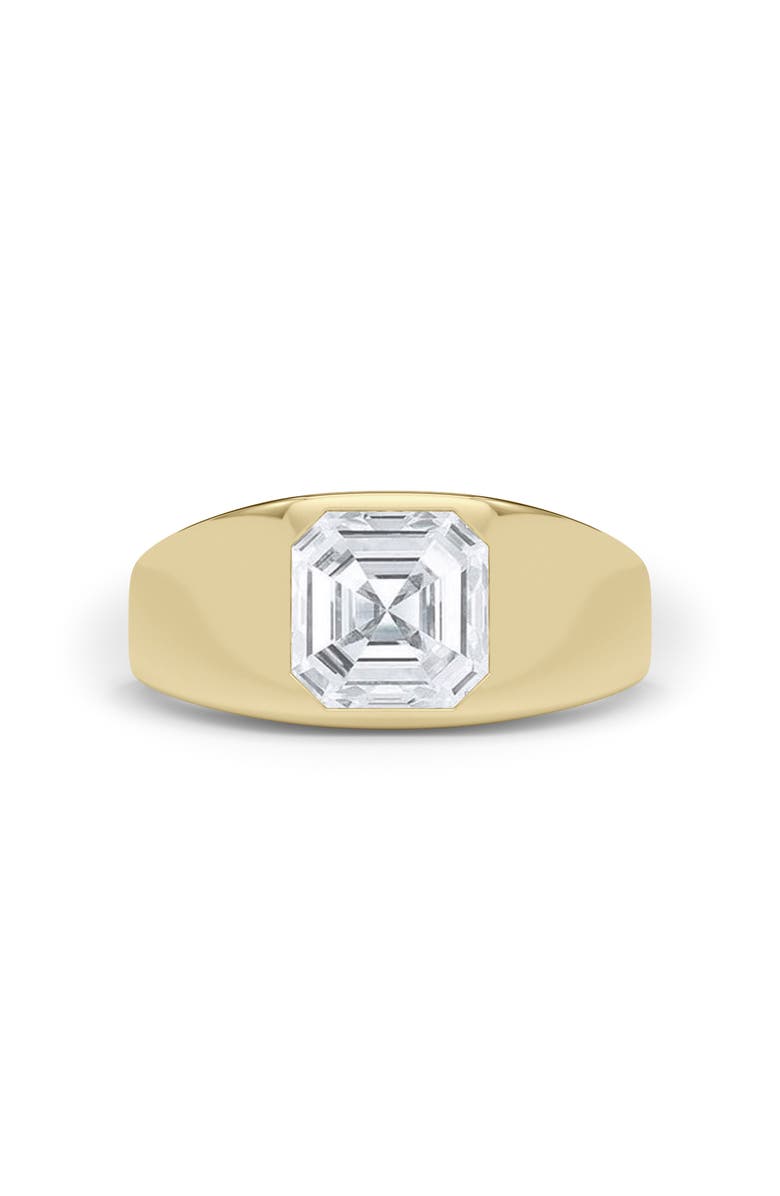 HauteCarat Men's Asscher Cut Lab Created Diamond Signet Ring, Alternate, color, 2.00 Ctw 18K Yellow Gold