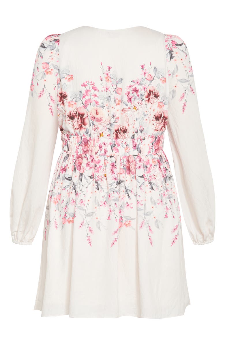 City Chic Keyla Floral Long Sleeve Minidress, Alternate, color, Floral