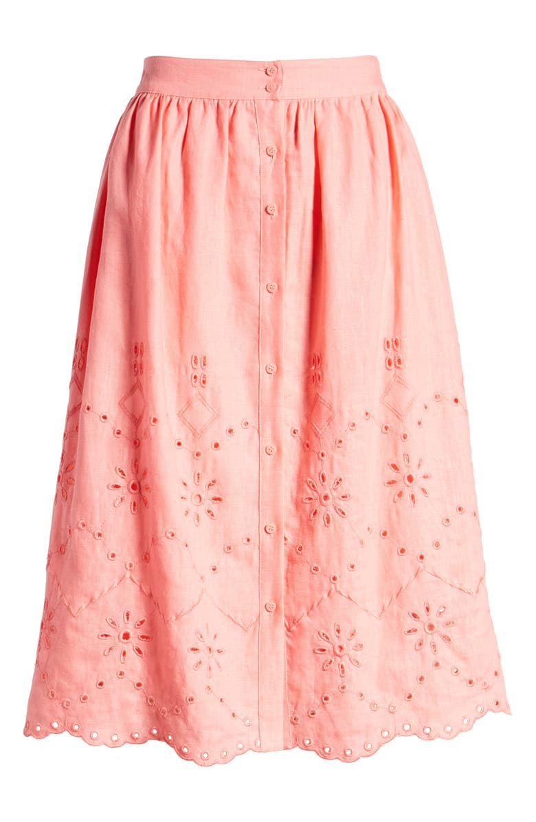 Rachel Parcell Eyelet Linen A-Line Skirt, Alternate, color, 