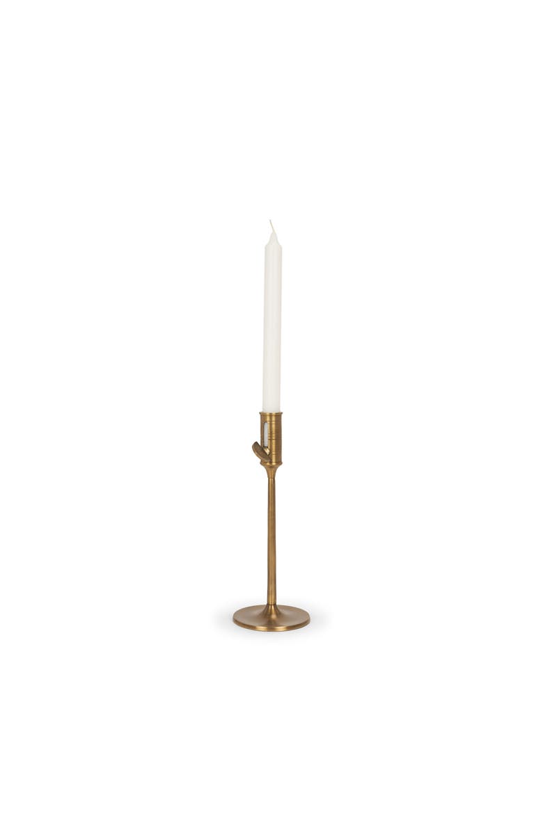 Chantria Solid Adjustable Taper Candle Holder, Alternate, color, Antiqued Brass
