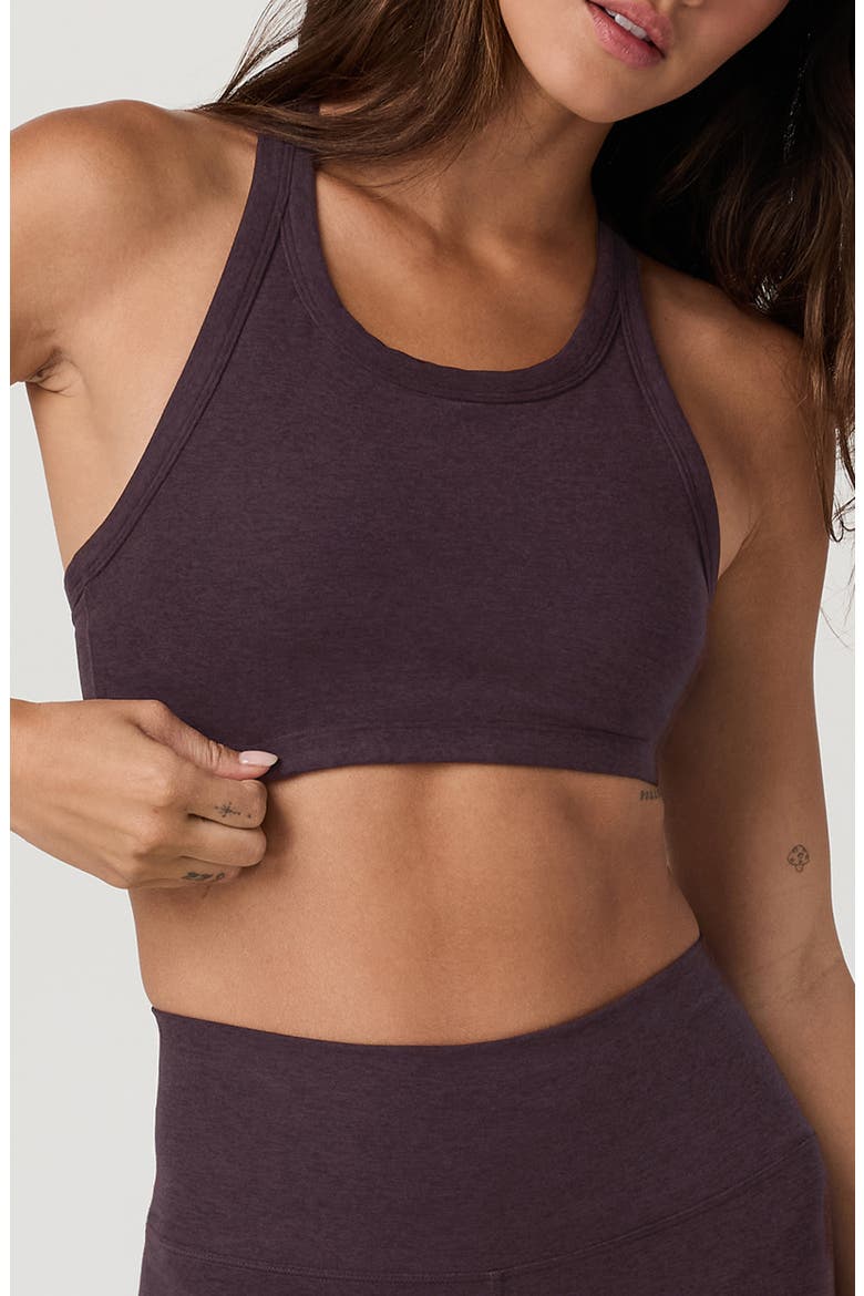 Elevation Racerback Sports Bra, Main, color, RAISIN HEATHER