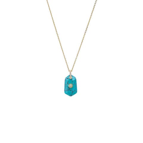 CZ Bezel Unique Shape Natural Stone Necklace