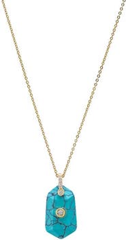 BY ADINA EDEN CZ Bezel Unique Shape Natural Stone Necklace