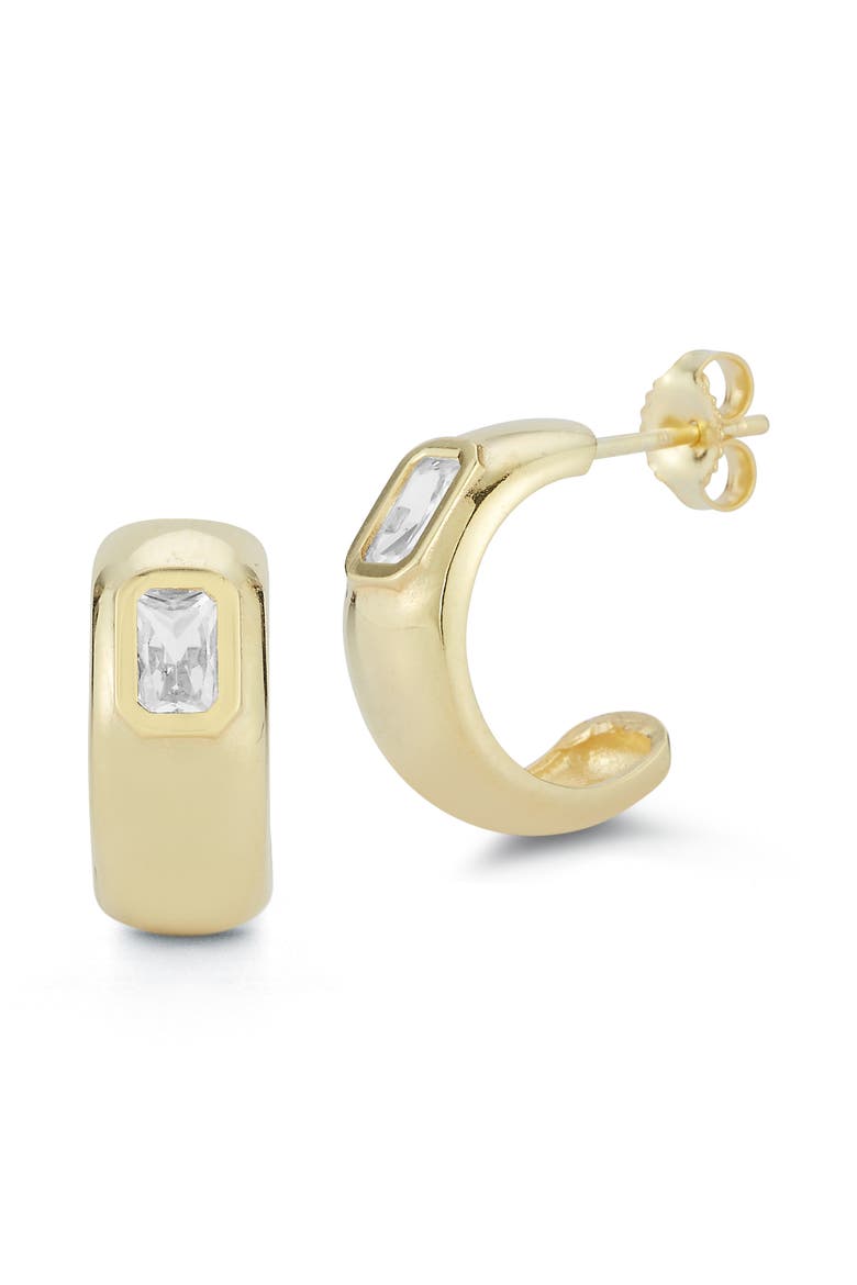 Cubic Zirconia Hoop Earrings, Main, color, GOLD