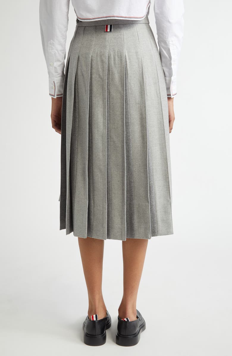 Thom Browne Drop Back Pleated Wool Skirt, Alternate, color,