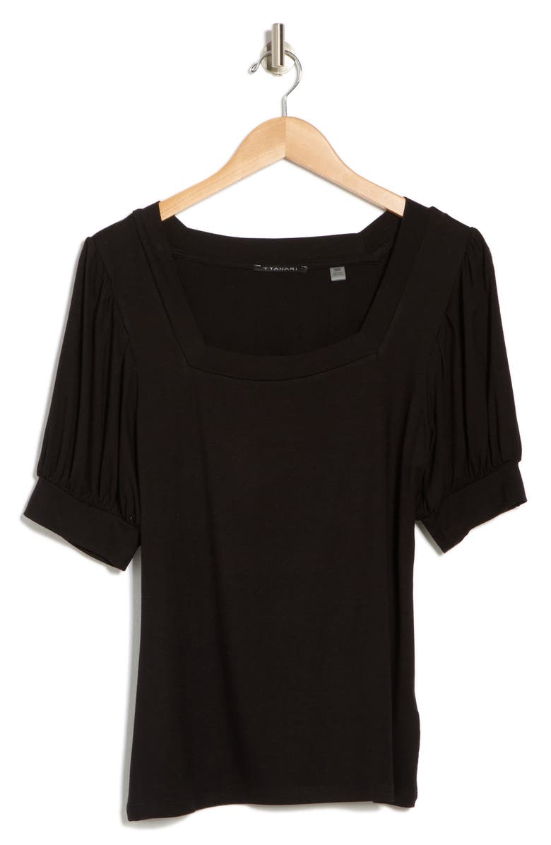 T Tahari Square Neck Banded Top, Alternate, color,