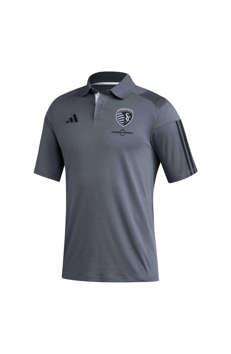 adidas Men's adidas Gray Sporting Kansas City 2023 On-Field Training Polo, Alternate, color, 