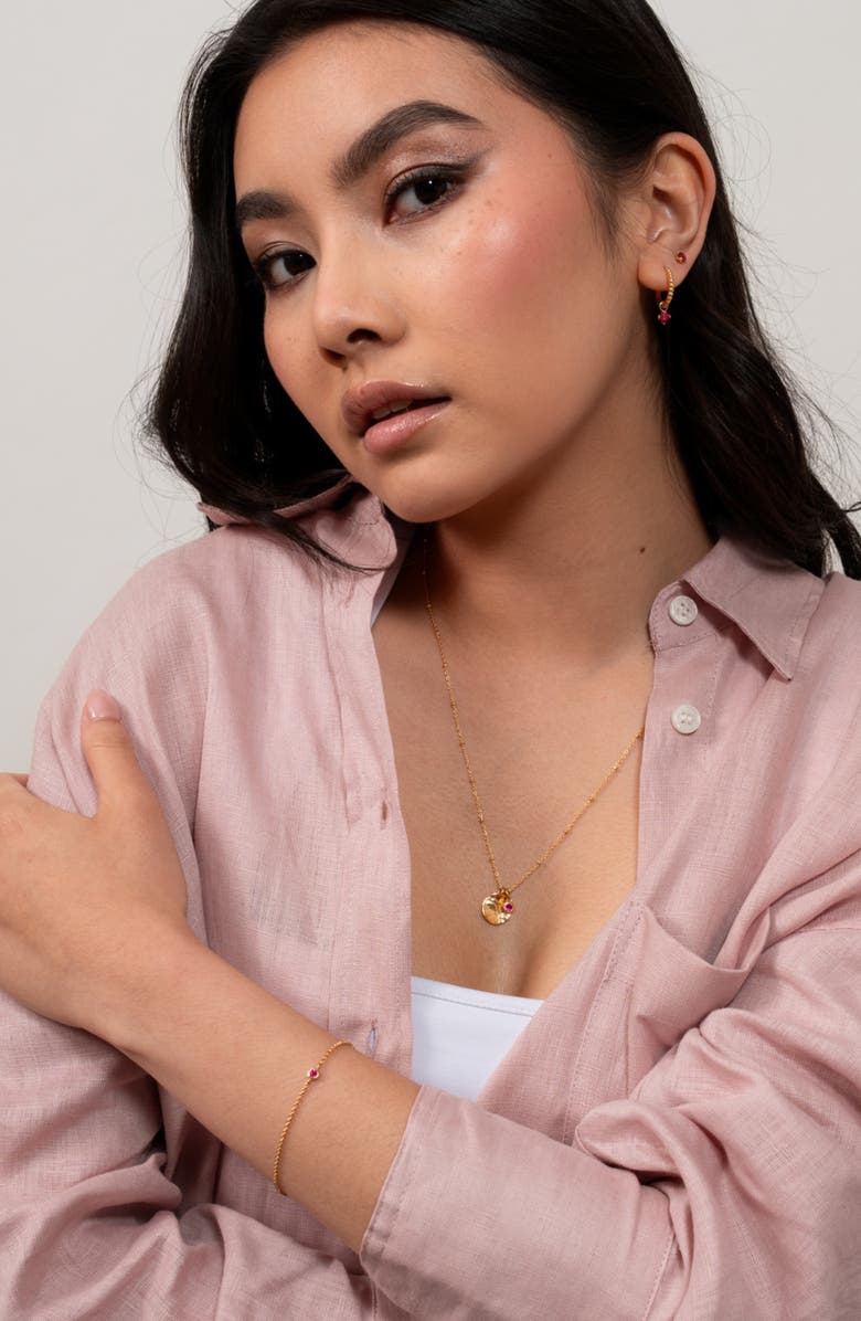 Dower & Hall Single Ruby Dewdrop Chain Bracelet, Alternate, color, Yellow Gold Vermeil