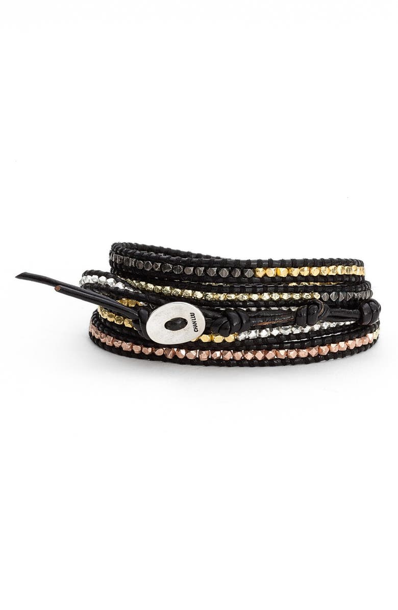 Chan Luu Beaded Leather Wrap Bracelet, Main, color, 