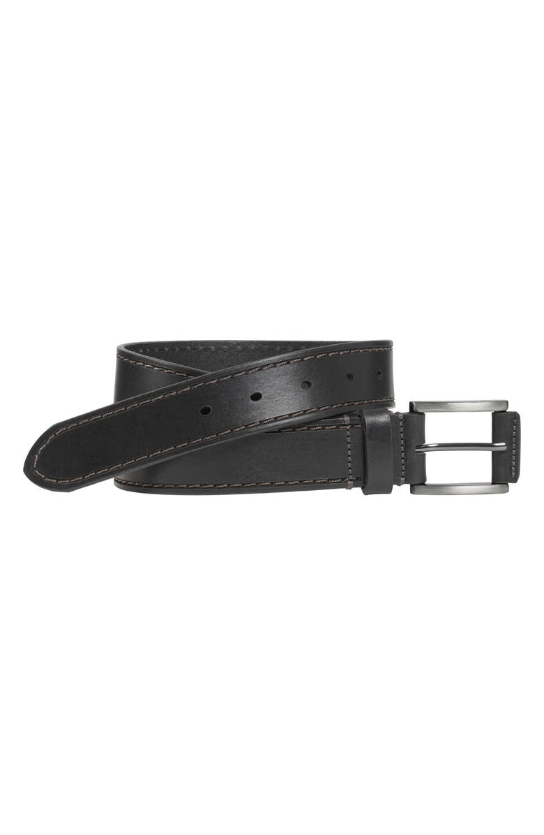 Johnston & Murphy Laser Topstitched Leather Belt, Main, color,