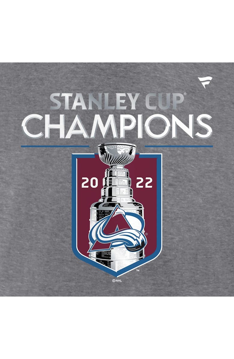 FANATICS Men's Fanatics Branded Heathered Gray Colorado Avalanche 2022 Stanley Cup Champions Locker Room Performance T-Shirt, Alternate, color, 