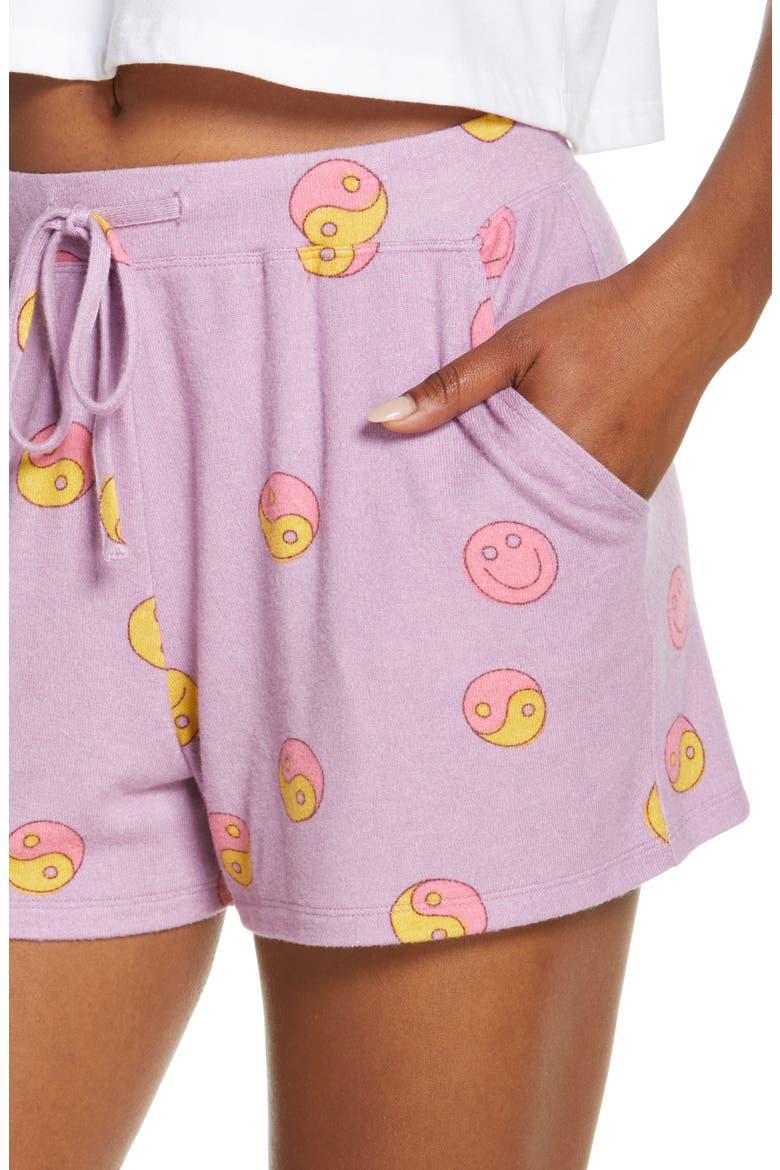 Comfy Shorts, Alternate, color, PURPLE HERB YING YANG SMILE
