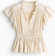 H&M Flutter-sleeved Peplum Blouse