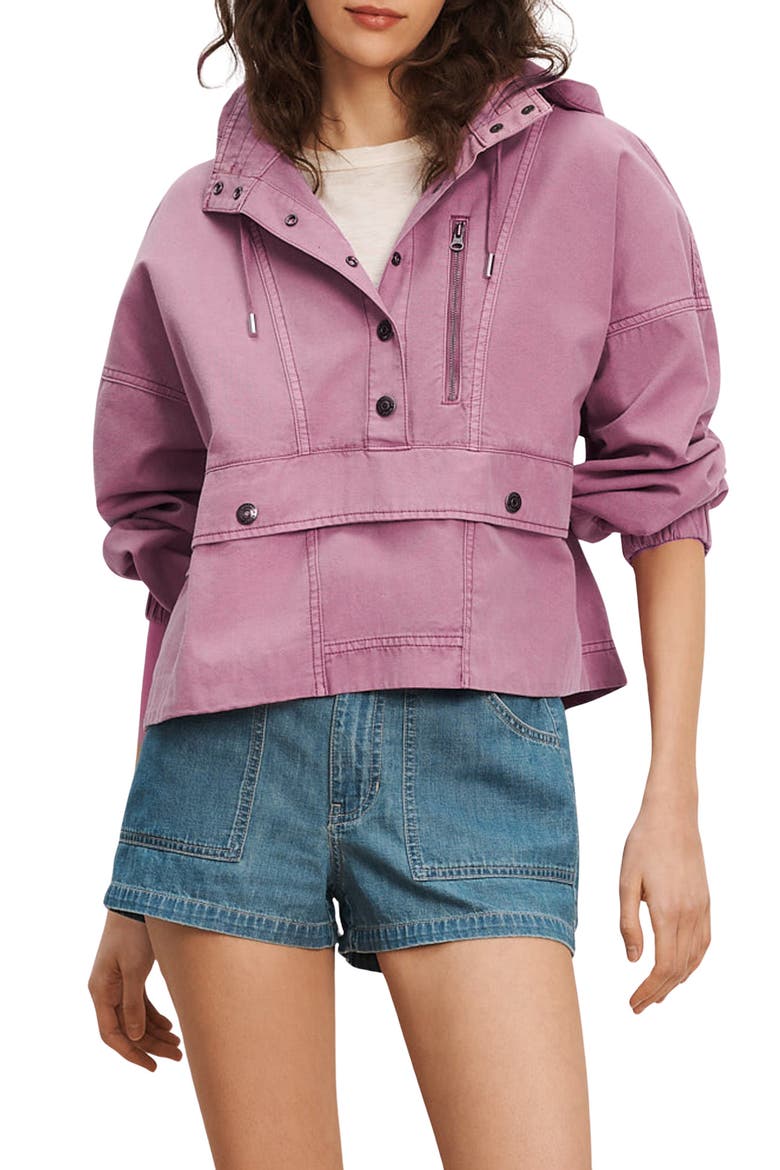 Cunningham Half Snap Cotton Hoodie, Main, color, ORCHID HAZE