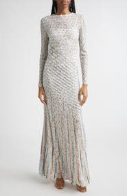 Missoni Draped Effect Rib Long Sleeve Maxi Dress