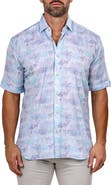 Maceoo Galileo Marthyr0237 White Floral Short Sleeve Button-Up Shirt