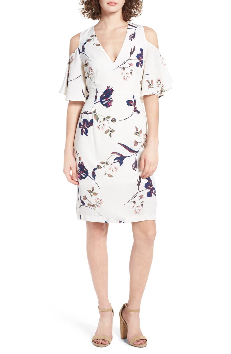 Leith Flutter Sleeve Cold Shoulder Dress, Main, color,