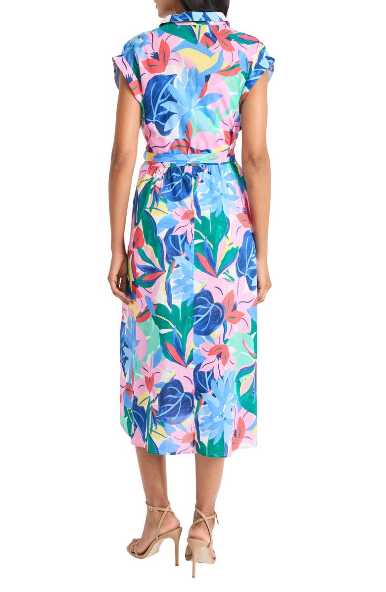 Maggy London Floral Cap Sleeve Cotton Voile Shirtdress, Alternate, color, Green/ Blue