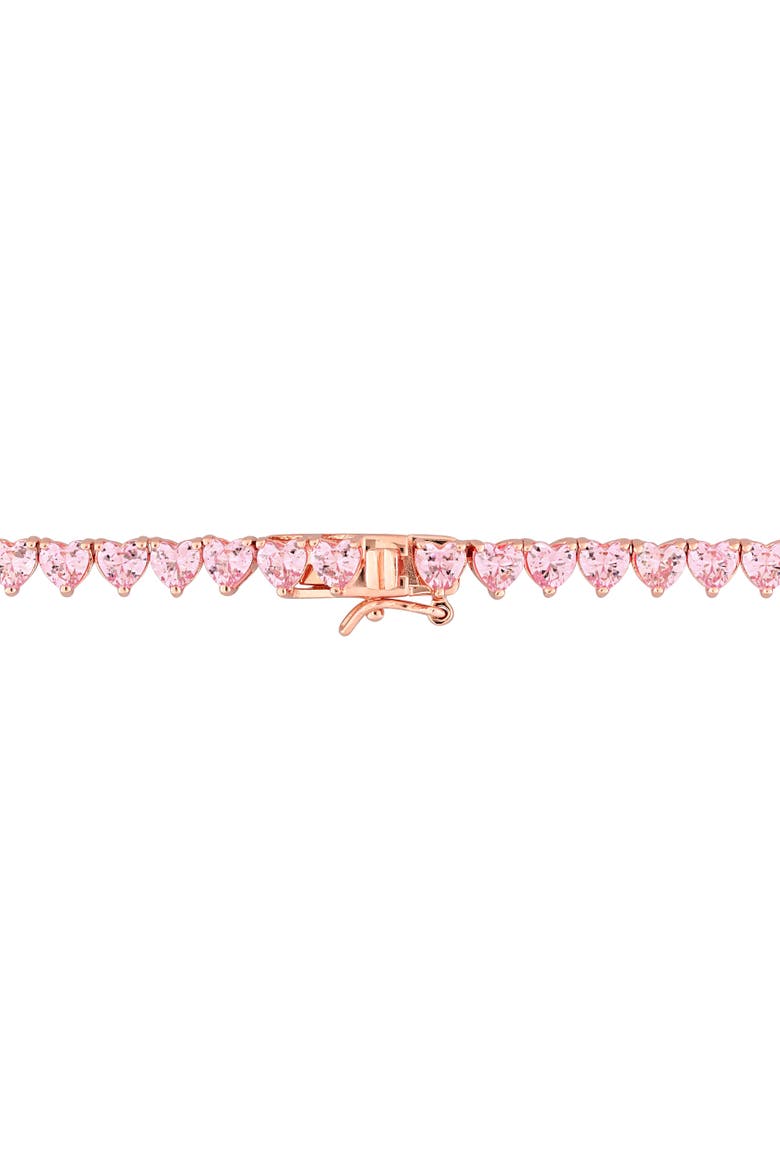 Pink Cubic Zirconia Heart Tennis Necklace, Alternate, color, Pink CZ