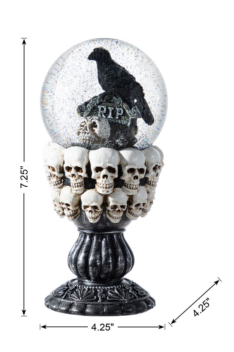 100mm Halloween Resin Stacked Skull Waterglobe, Alternate, color, Black