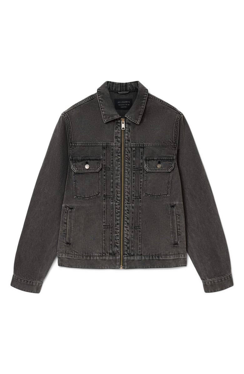 AllSaints Brightmore Zip Denim Jacket, Alternate, color, Dirty Black