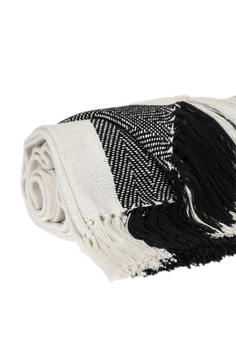PARKLAND COLLECTION Archee Fringe Throw Blanket, Alternate, color, Black