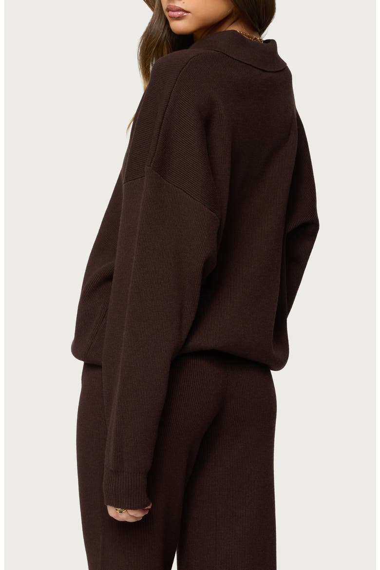 Lorie Oversize Polo Sweater, Alternate, color, BROWN