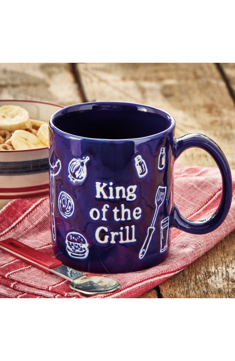 tag King Of The Grill Mug Blue Stoneware Summer, Alternate, color, Blue