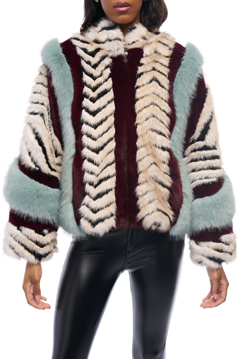 Mixed Faux Fur Coat, Main, color, BLUE