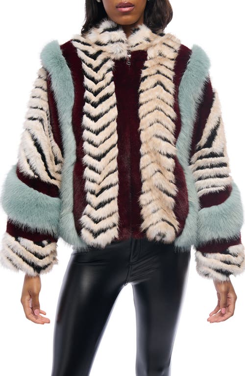 Azalea Wang Inez Faux Fur Jacket In Blue