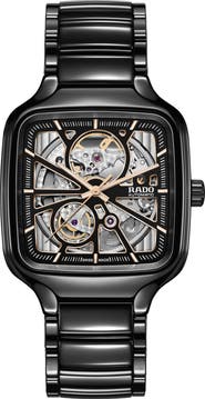 RADO True Square Automatic Open Heart Ceramic Bracelet Watch, 38mm