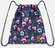 Deux par Deux Floral Practical Lightweight Everyday Drawstring Bag