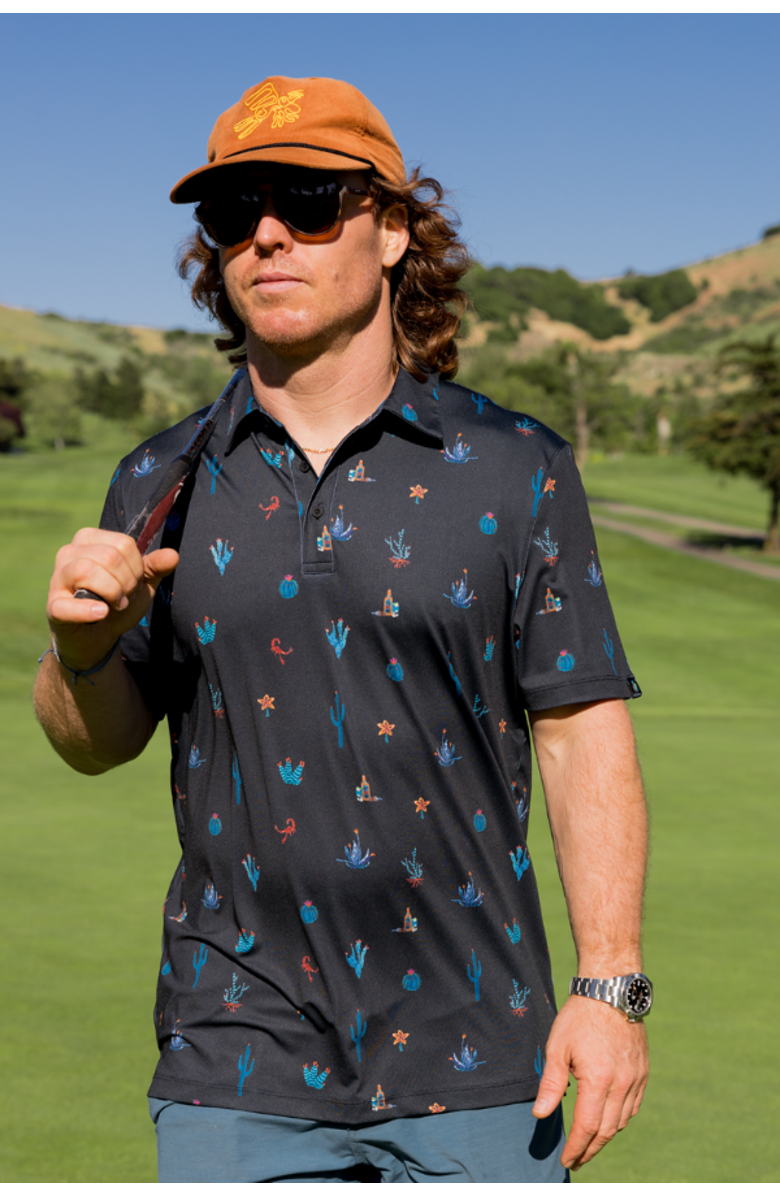 Baja Llama Desert Nights - Swingers Performance Polo, Alternate, color, Black