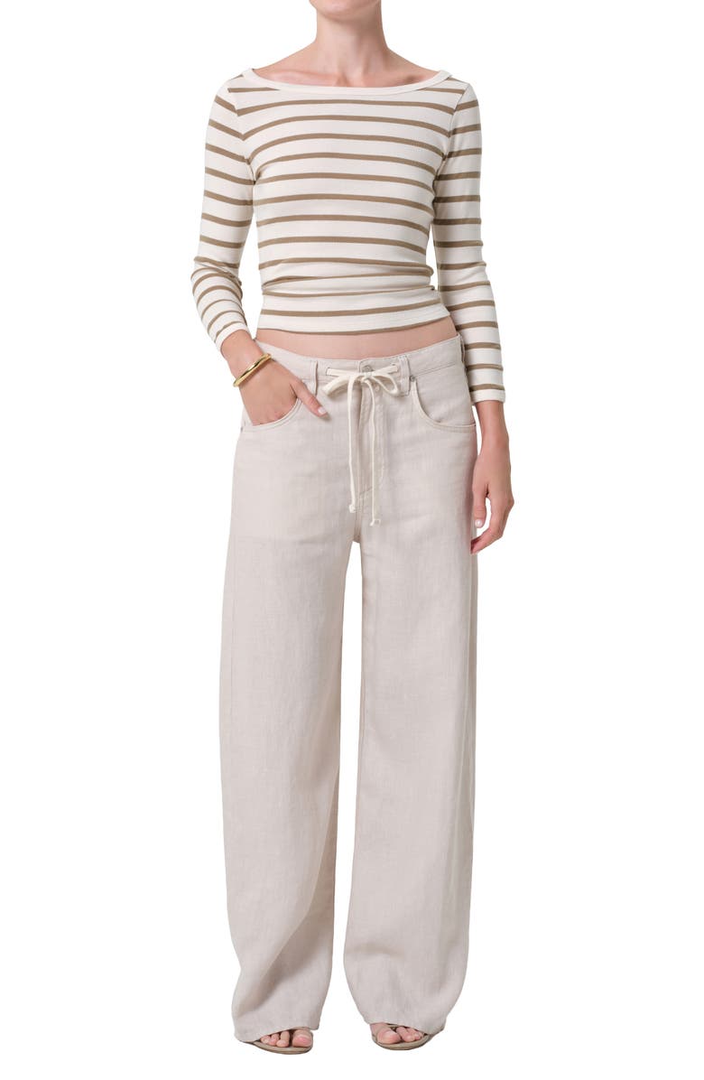 Citizens of Humanity Brynn Drawstring Waist Wide Leg Linen Pants, Alternate, color, Pale Stone Light/ Medium Cream