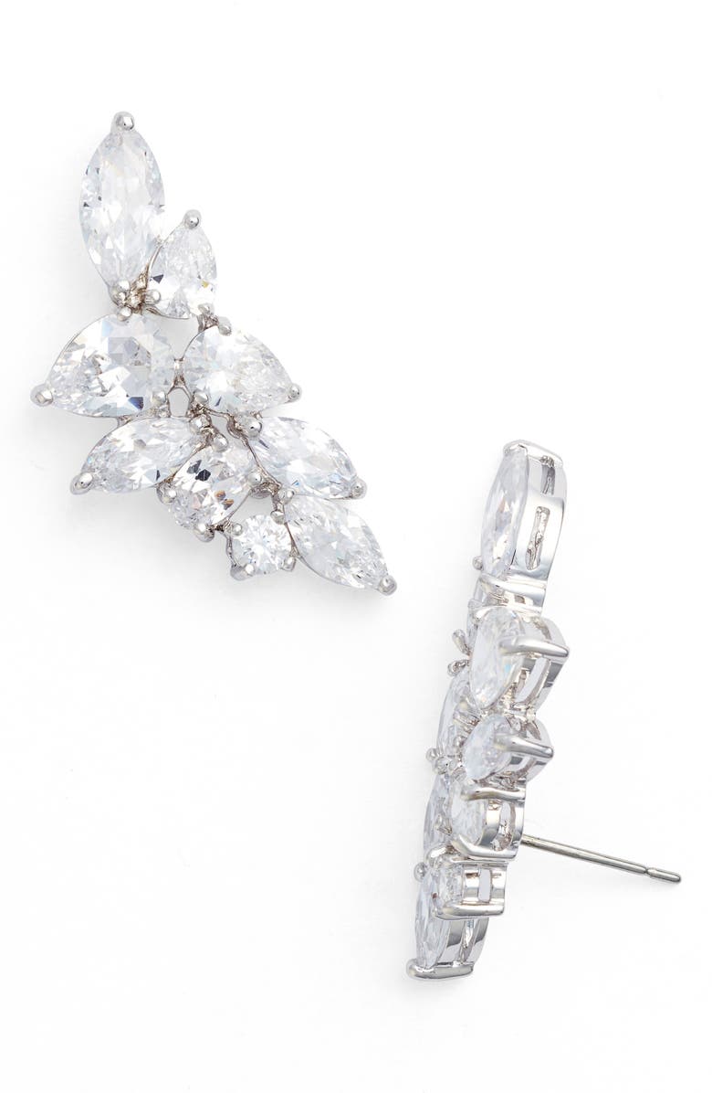 CZ by Kenneth Jay Lane Ear Crawlers, Main, color, Silver