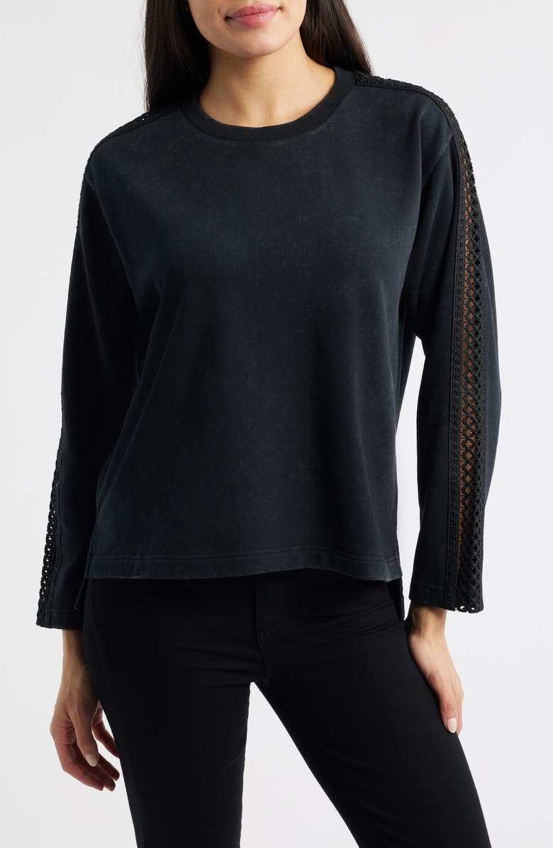 CITY BLUES Detailed Sleeve Sweatshirt, Main, color, Black