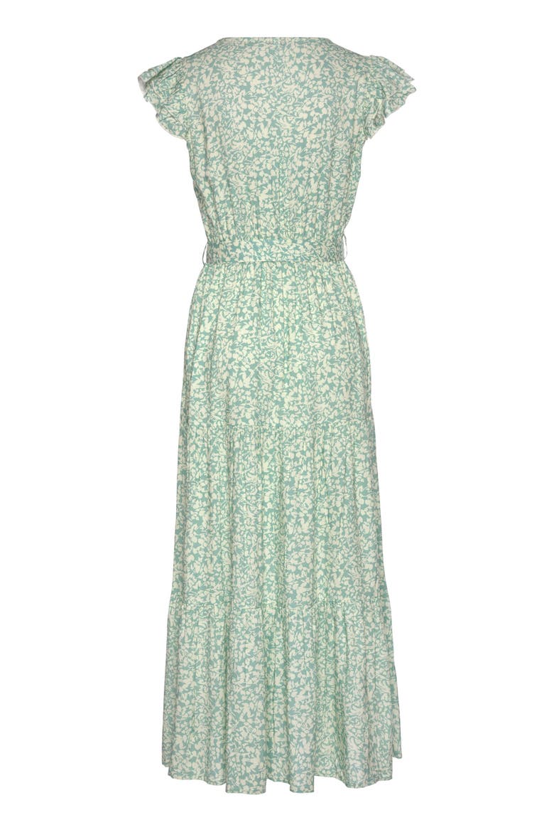 Flutter Sleeve Maxi Dress, Alternate, color, Green Patterned