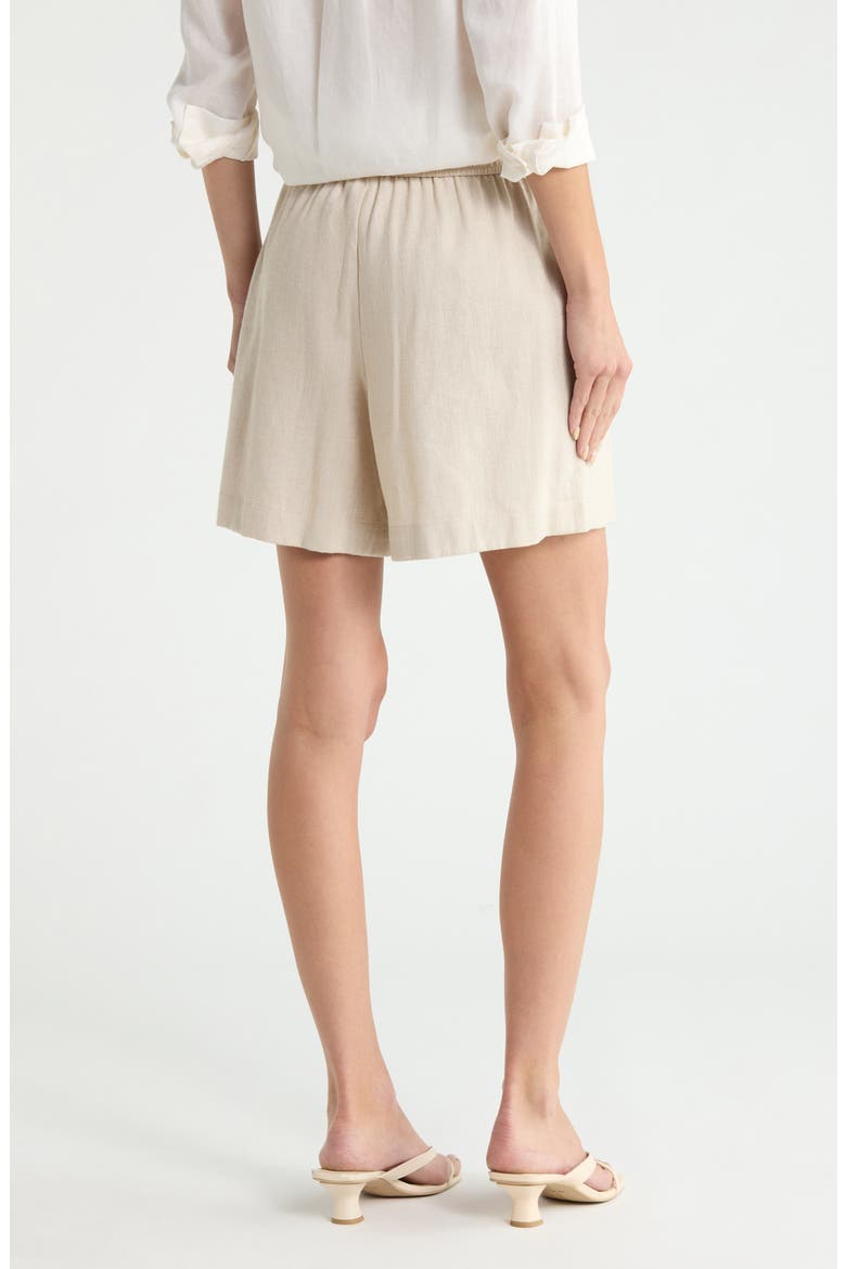 Linen Blend Drawstring Shorts, Alternate, color, STONEWARE